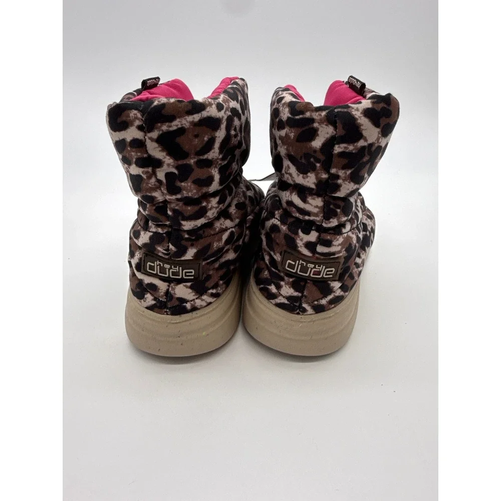 Hey Dude Girls Size 1 Margot Youth Eco Leopard Nut Animal Print bungee NWT